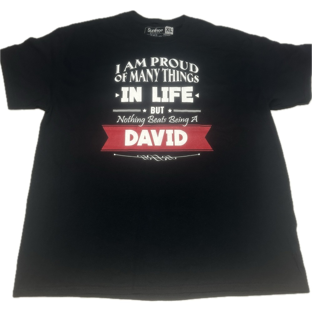Mens XL David Name Quote Graphic Tee Black Short Sleeve T-Shirt Personal Gift